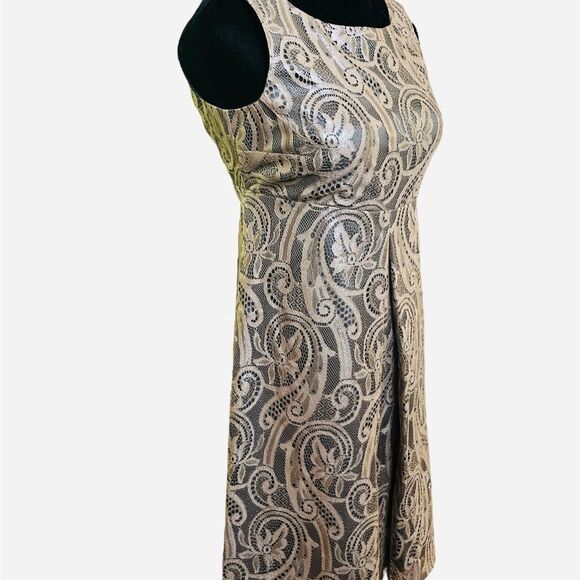 Tibi Lace Dress Size 4 Sleeveless Bronze Semi-Formal Party Mini in Classic Cut - Picture 2 of 8